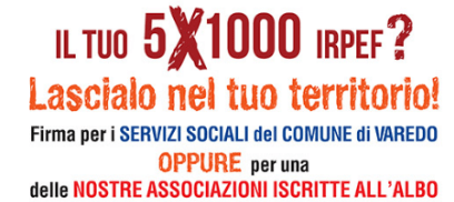 il Vostro 5xMille al Comune di Varedo, il Nostro GRAZIE